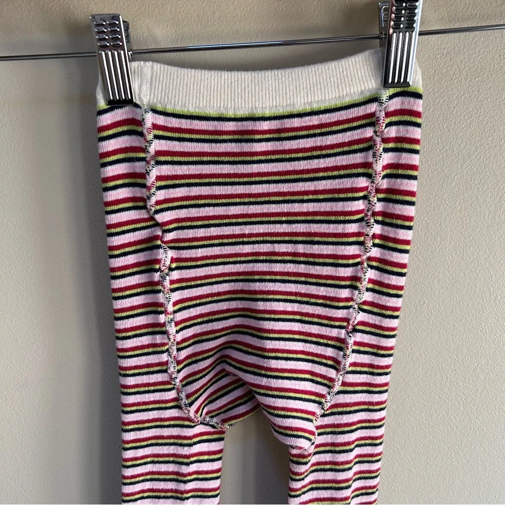 Hanna~ Girl’s Cotton Blend Made in Denmark Floral Stripe Footed Tights 150/160